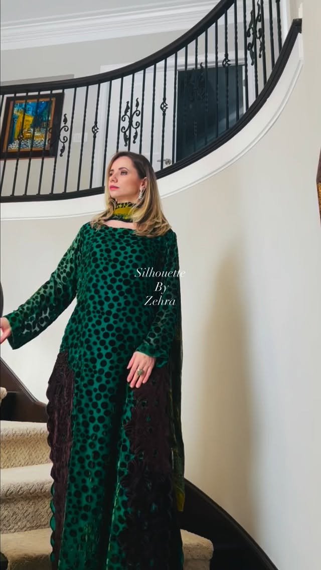 Emerald Green Artisanal Detailing Pakistani Suit – Look 79