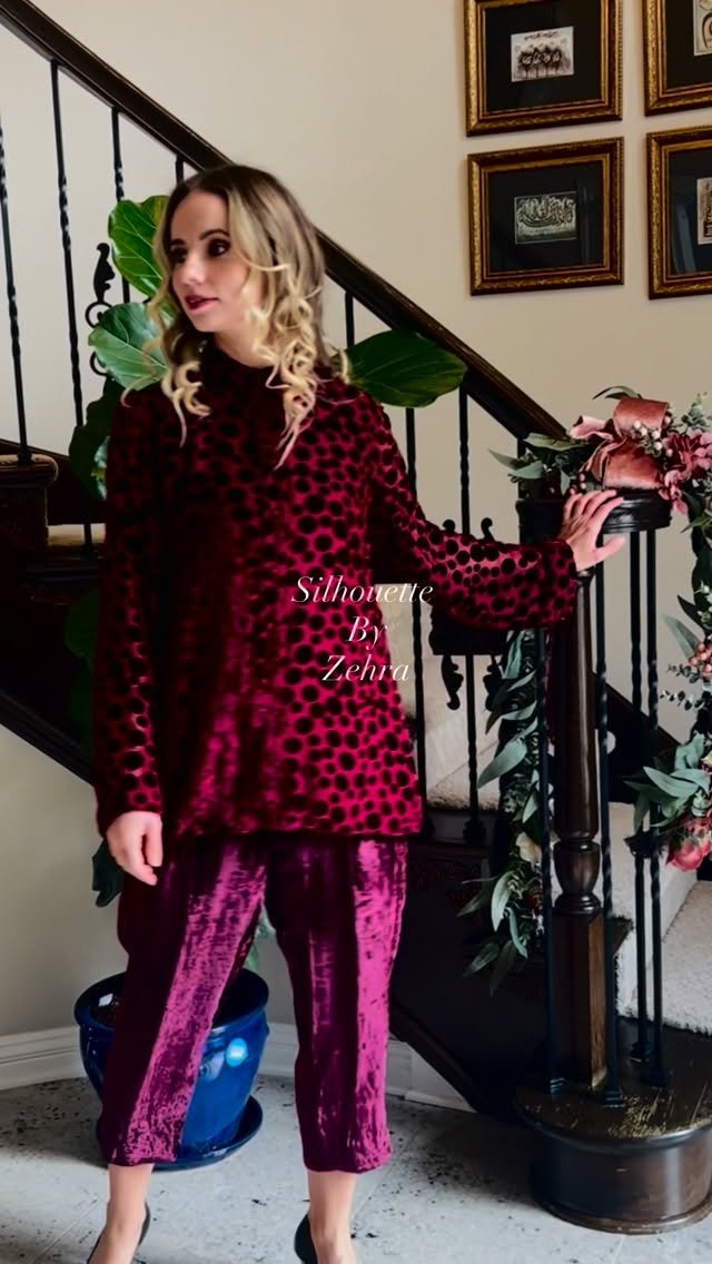 Burgundy Artisanal Detailing Designer Ensemble – Look 70