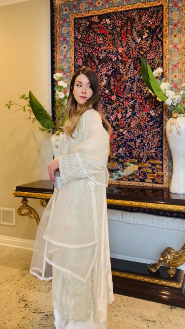 Ivory Artisanal Detailing Pakistani Suit – Look 66