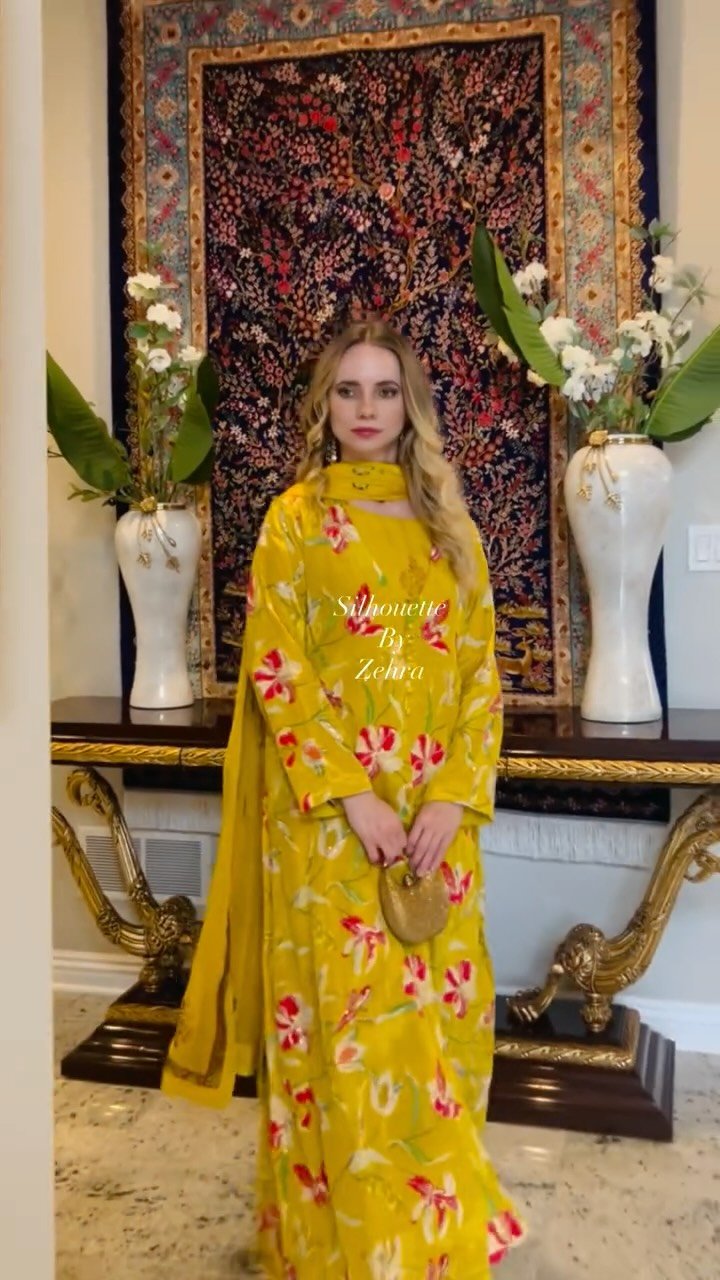 Sunshine Yellow Artisanal Detailing Pakistani Suit – Look 63