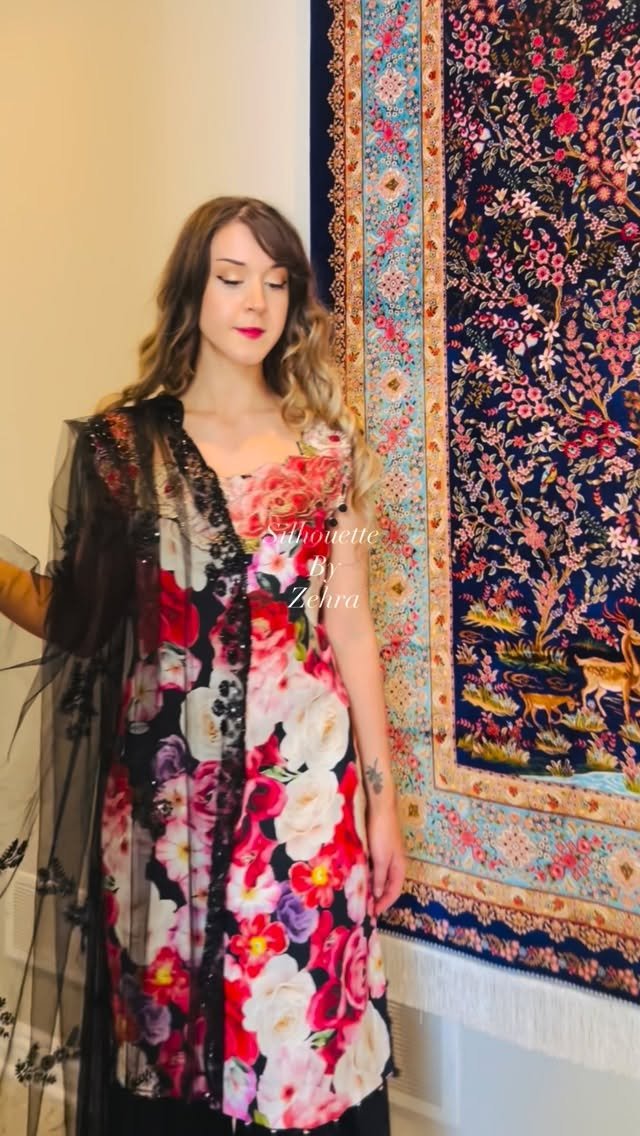 Black Floral Zardozi Work Designer Ensemble – Look 33