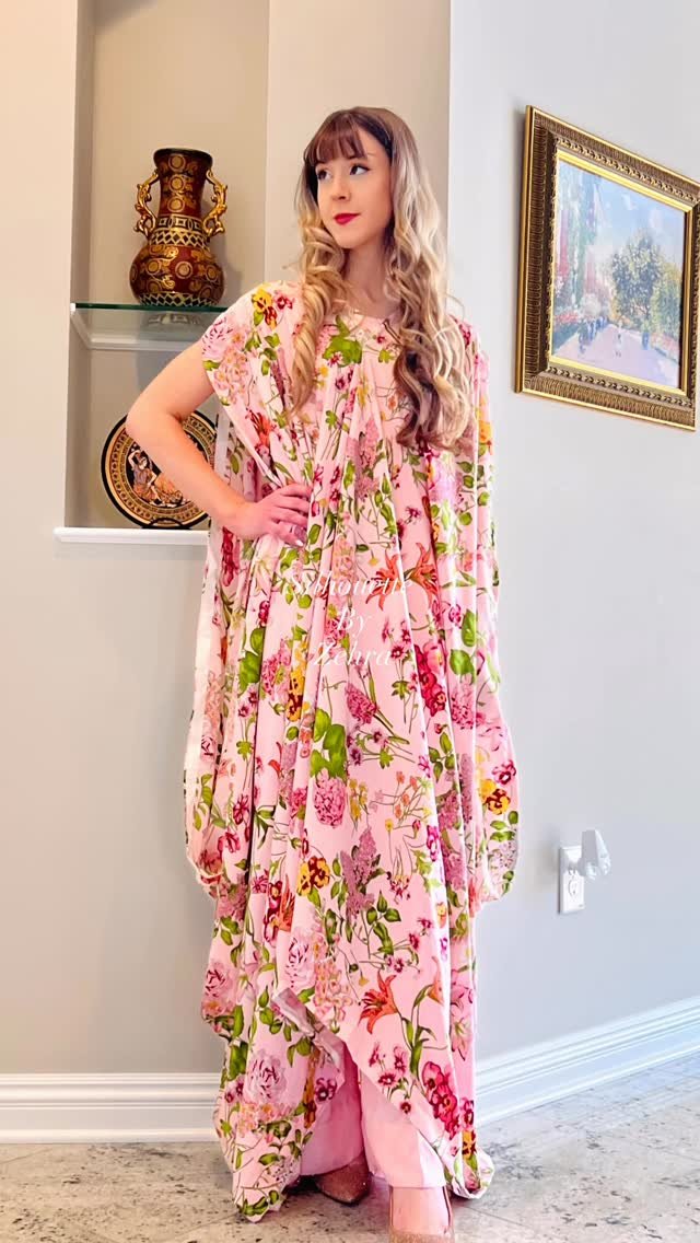 Blush Pink Floral Artisanal Detailing Designer Ensemble – Look 30