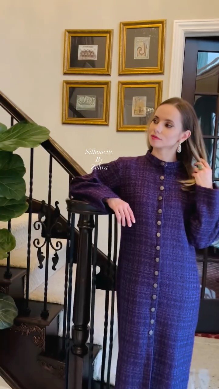 Deep Purple Artisanal Detailing Designer Ensemble – Look 35