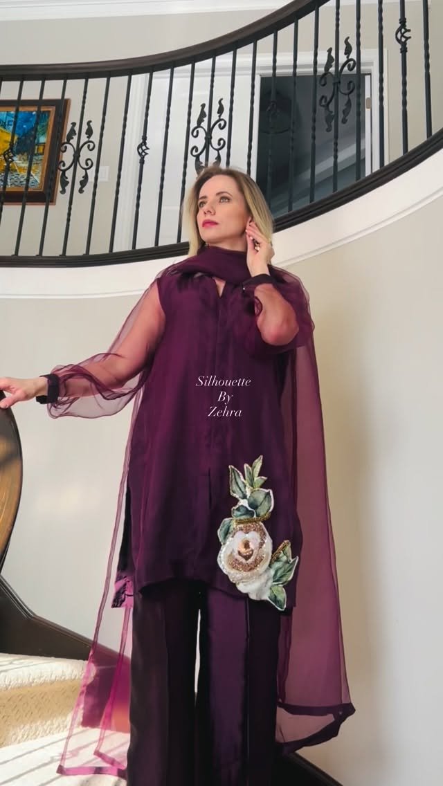 Burgundy Artisanal Detailing Pakistani Suit – Look 36