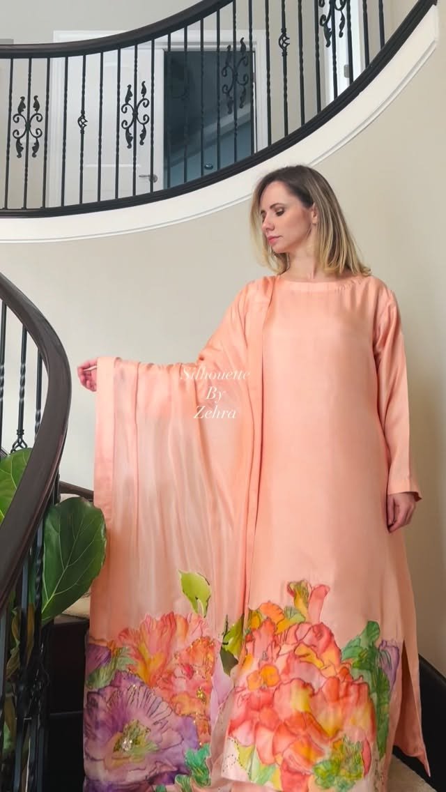 Peach Artisanal Detailing Pakistani Suit – Look 26