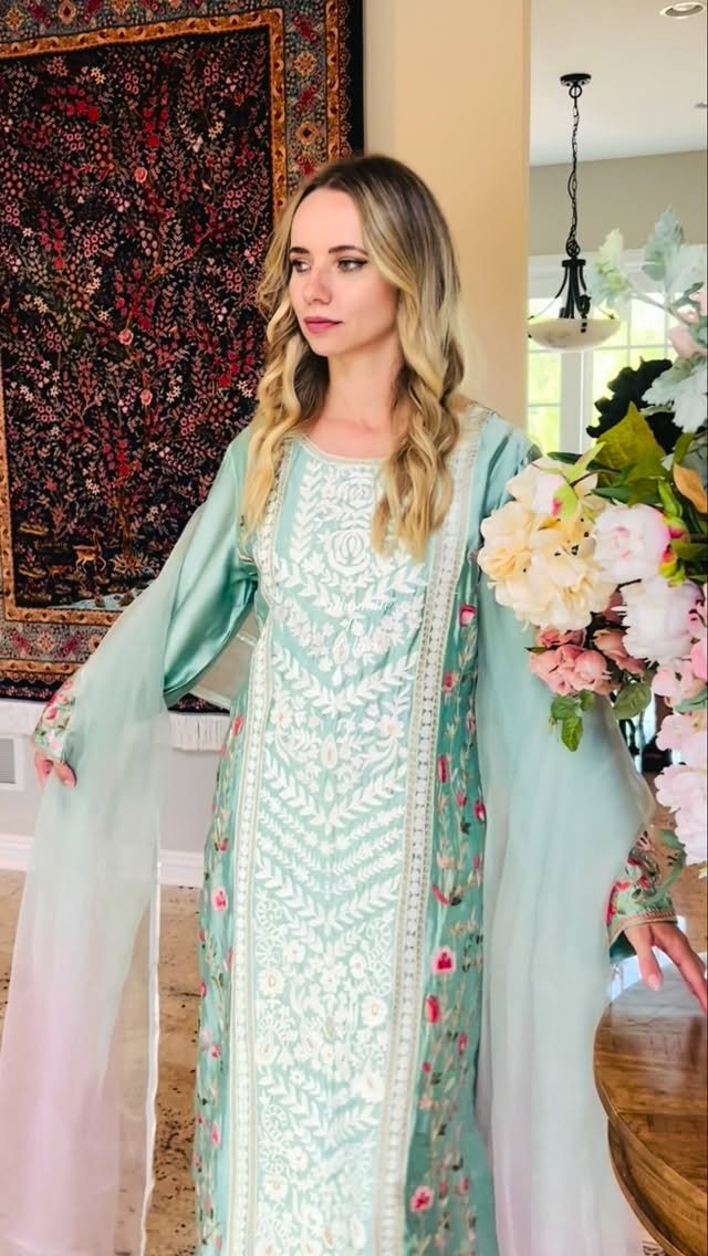 Mint Green Hand Embroidery Pakistani Suit – Look 19