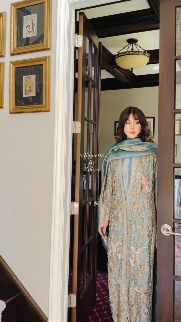 Powder Blue Zardozi Work Pakistani Suit – Look 10