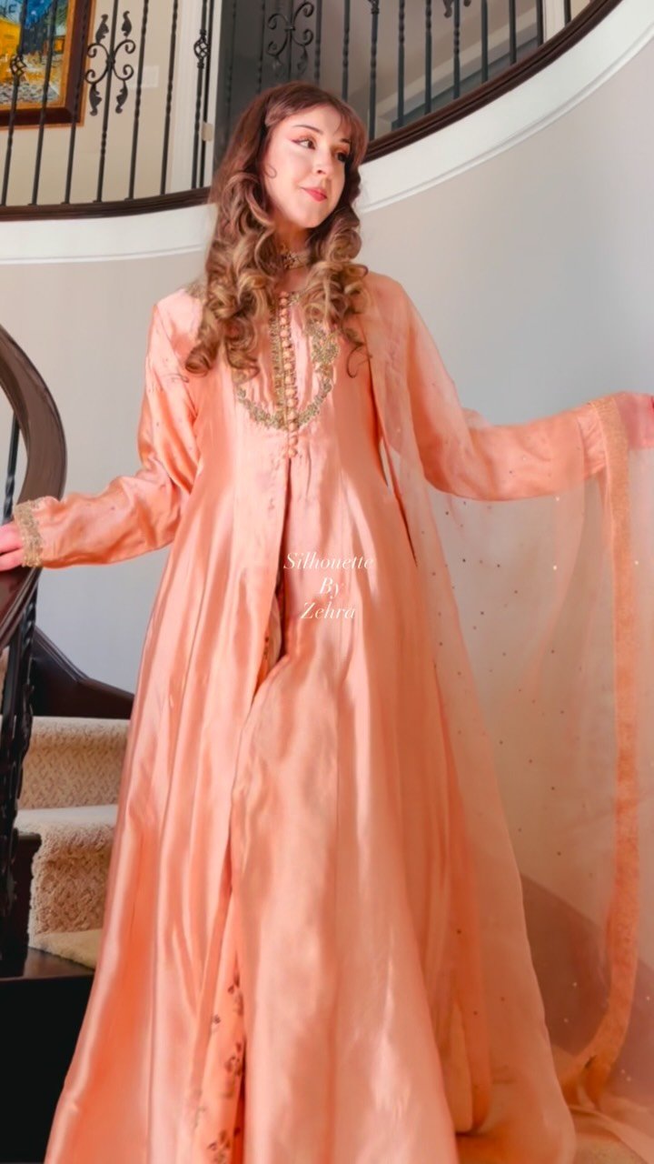 Peach Hand-Finished Detailing Pakistani Suit – Look 11