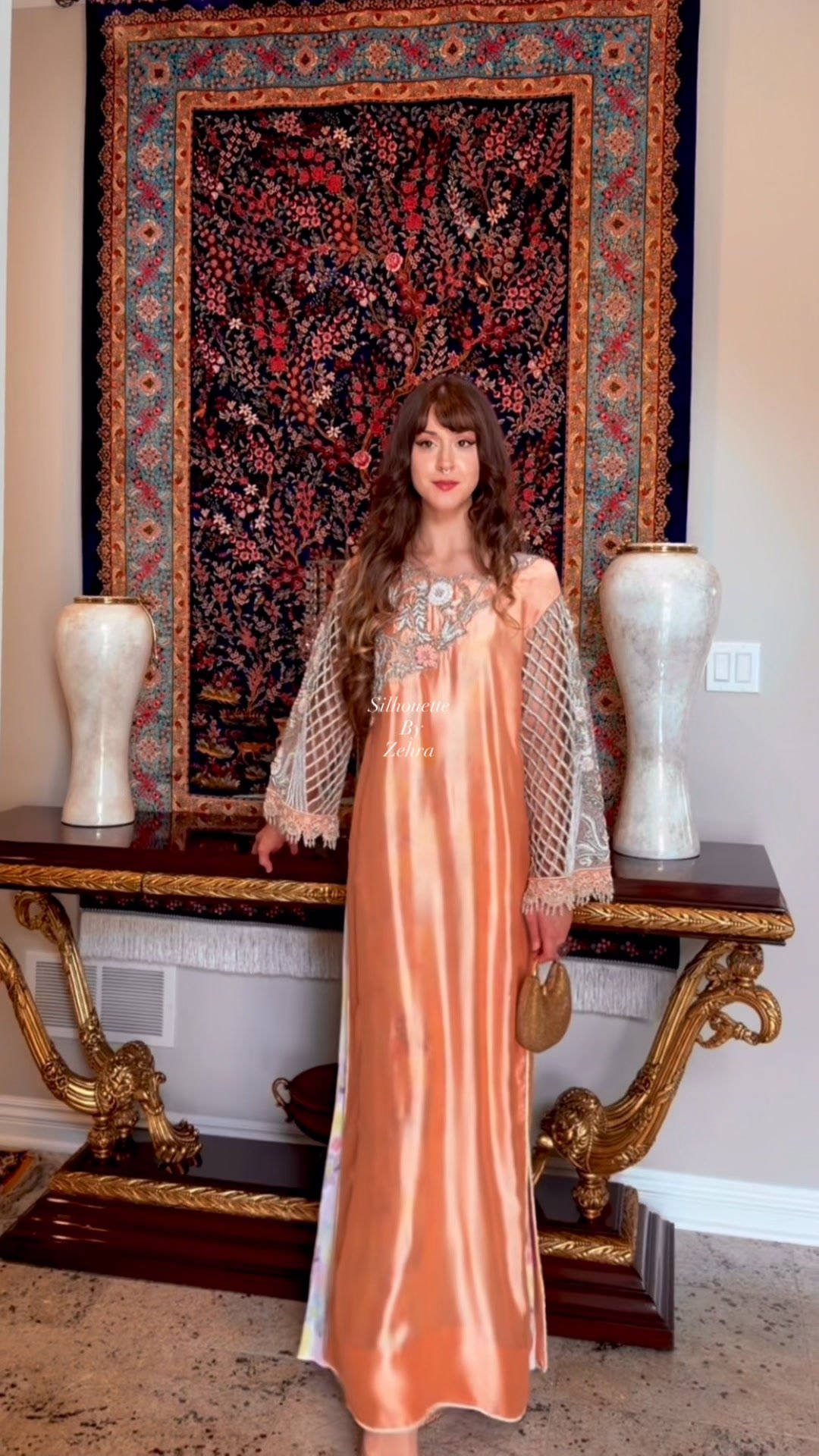 Peach Artisanal Detailing Designer Ensemble – Look 08