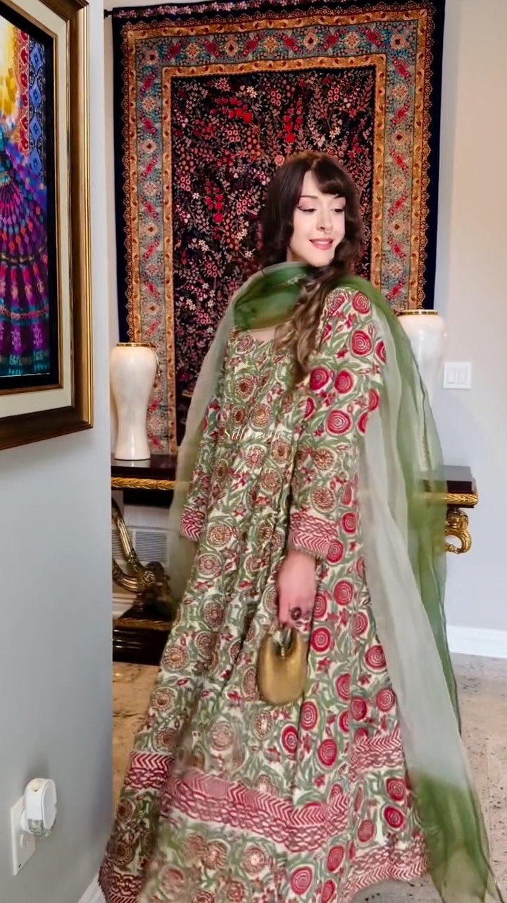 Sage Green and Pink Gotta Work Pakistani Suit – Look 06