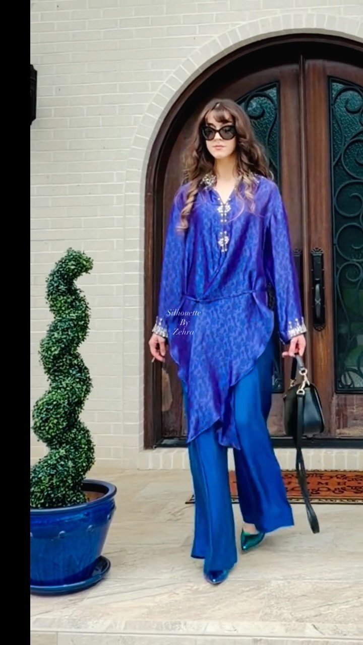 Cobalt Blue Hand-Finished Detailing Pakistani Suit – Look 03